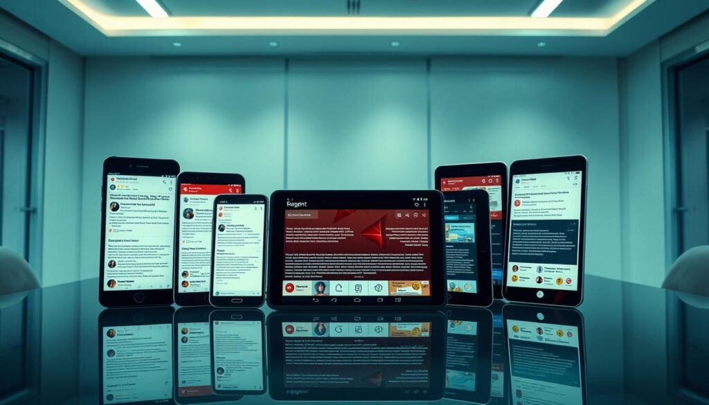 A well-lit and visually striking image showcasing various online baccarat reviews. Prominent in the foreground, an array of electronic devices such as smartphones and tablets, each displaying detailed reviews and ratings of popular online baccarat platforms. In the middle ground, a glass table reflects the images, creating a sense of depth and symmetry. The background features a modern, minimalist office setting with clean lines and subtle lighting, conveying a professional and authoritative atmosphere. The overall composition emphasizes the importance of thoroughly researching and evaluating online baccarat options before making informed decisions. The image exudes a sense of clarity, credibility, and strategic decision-making.